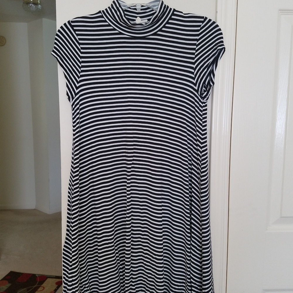 Pacsun High Neck Black and White Striped Dress